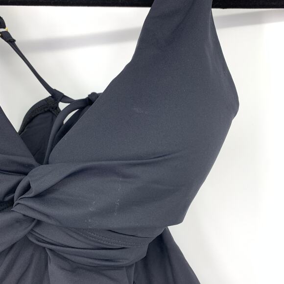 La Blanca Women's Size 6 One Piece Swimwear Stretch Twist Front Black - Picture 6 of 8